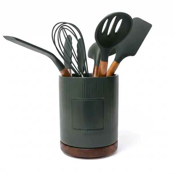 Radcliffe Stoneware Utensil Holder And Spatula Set