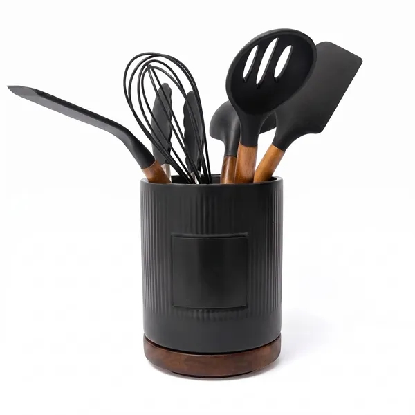 Radcliffe Stoneware Utensil Holder And Spatula Set