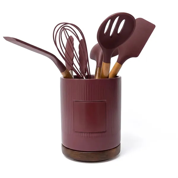Radcliffe Stoneware Utensil Holder And Spatula Set