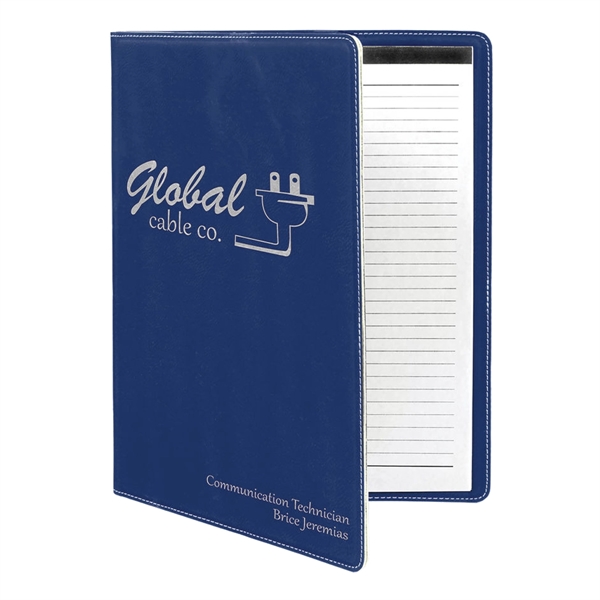 9 1/2" x 12" Leatherette Blue/Silver Portfolio - 9 1/2" x 12" Leatherette Blue/Silver Portfolio - Image 0 of 1