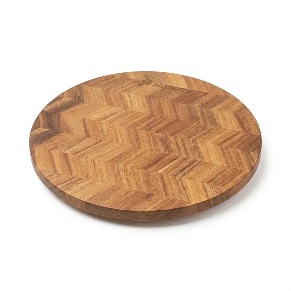 Harrington Acacia Wood Herringbone Lazy Susan