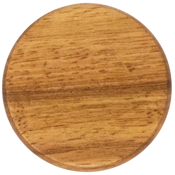 Wood Bottle Opener - Round With Metal Jaw On Back