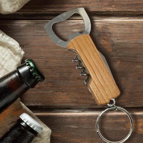 Custom Wood Bottle Opener - Keychain Bottle Opener/Corkscrew Combo