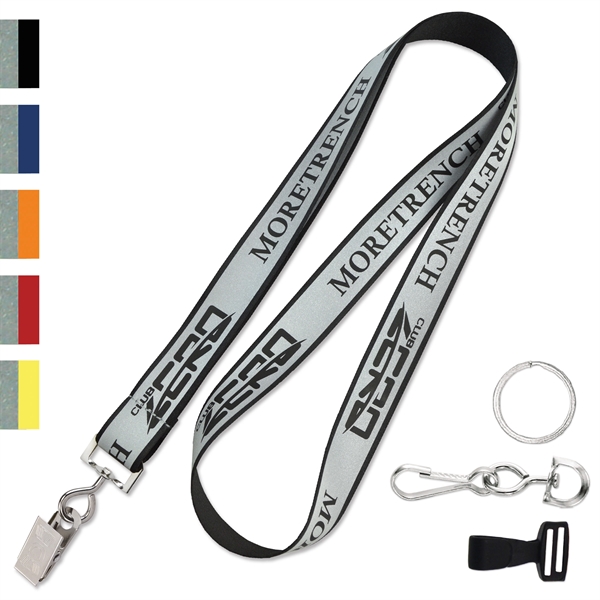 3/4" Safety Reflective Custom Silkscreen Lanyards - 3/4" Safety Reflective Custom Silkscreen Lanyards - Image 0 of 5