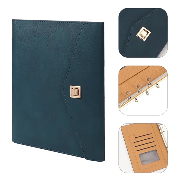 PU Leather A5 Business Binder Notebook W/ Card Slot