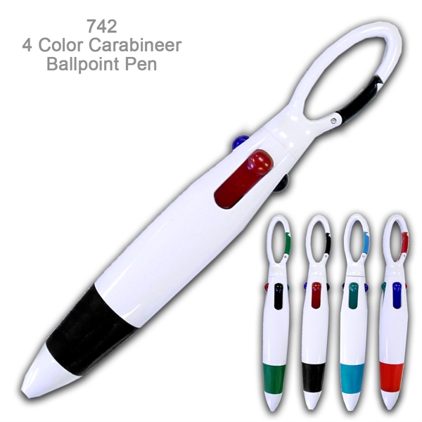 Popular 4 Color Carabineer Ballpoint Custom Pens - Popular 4 Color Carabineer Ballpoint Custom Pens - Image 1 of 4