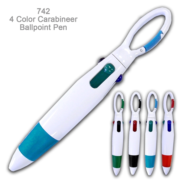 Popular 4 Color Carabineer Ballpoint Custom Pens - Popular 4 Color Carabineer Ballpoint Custom Pens - Image 2 of 4