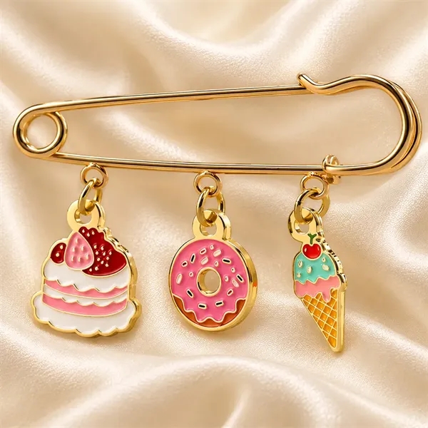 3-Hole Safety Pin Charm Brooch