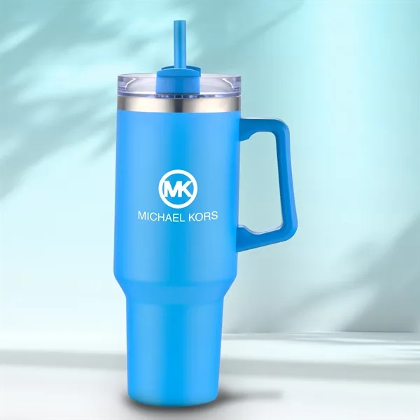 40 oz. Double Wall Tumbler With Handle and Straw
