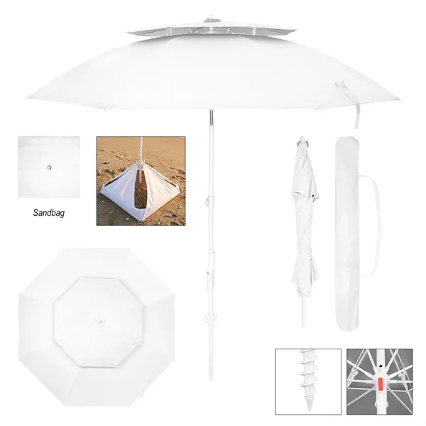 Custom 69" Arc Large Vented Beach Umbrella With 100% rPET Canopy