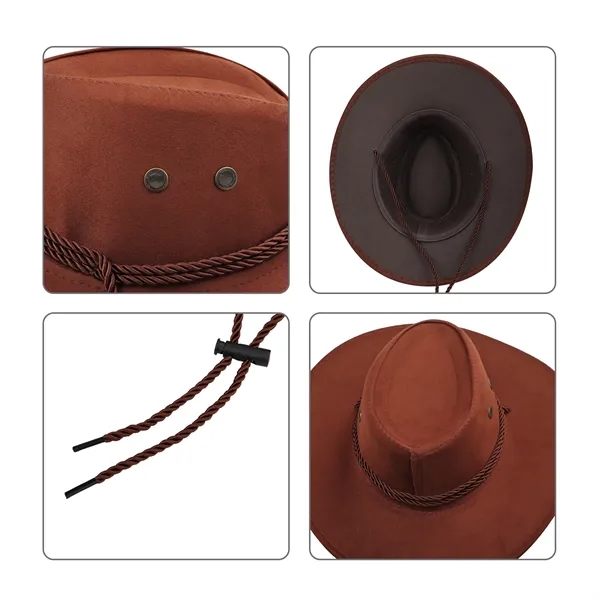 Classic Suede Western Cowboy Hat With Wide Brim