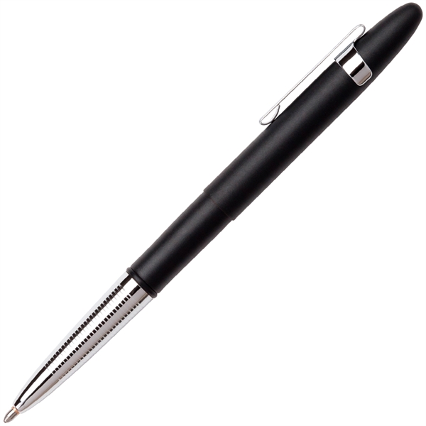 Matte Black Bullet Space Pen w/ Chrome Finger Grip and Clip - Matte Black Bullet Space Pen w/ Chrome Finger Grip and Clip - Image 0 of 2