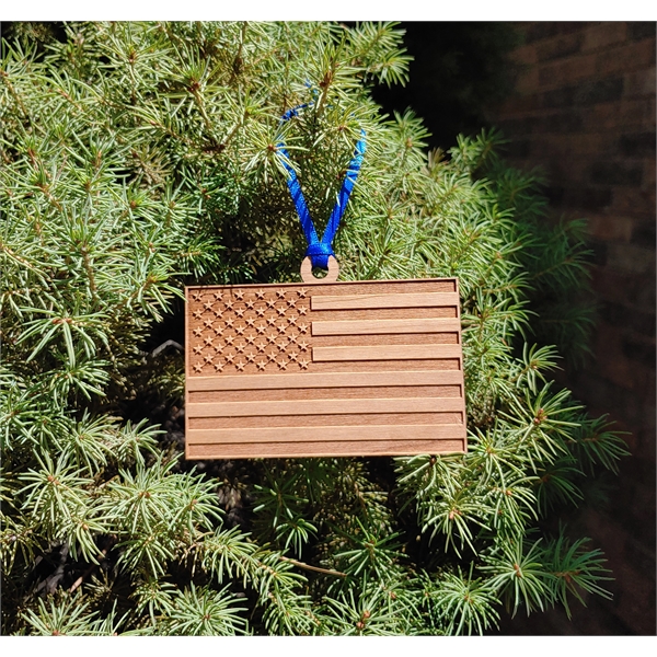 3.5" - Customizable American Flag Hardwood Ornaments - 3.5" - Customizable American Flag Hardwood Ornaments - Image 0 of 0