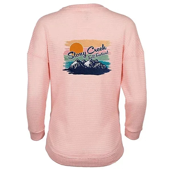 Women's Waffle Knit Hi Low Shirt - Embroidered