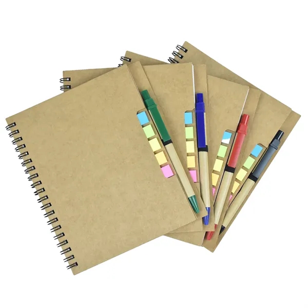 Kraft Paper Cover Spiral Notebook with Matching Pens