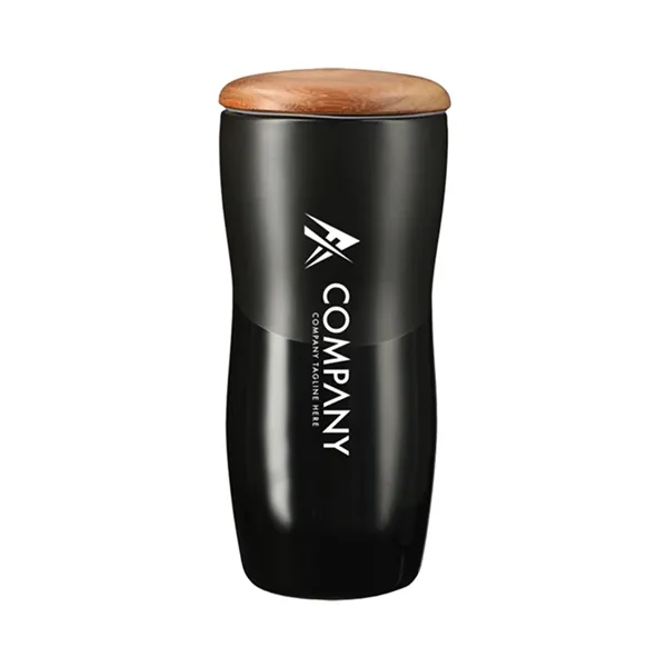 12 Oz Tumbler Ceramic With Wood Lid