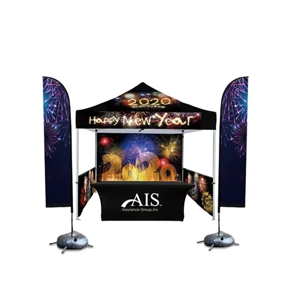 10'x10' Canopy Tent Kit W/ Table Cloth Teardrop Flag