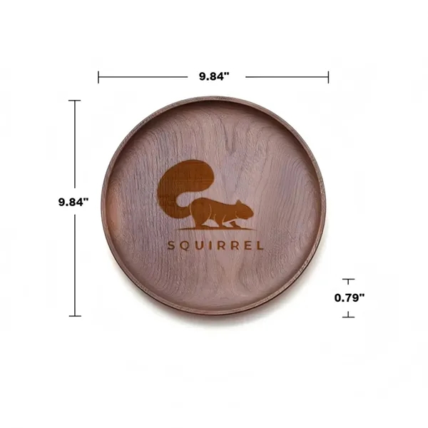 Custom 9.8"Black Walnut Wood Round Serving Tray