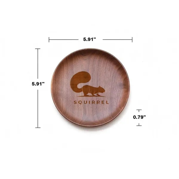 Custom 5.9"Black Walnut Wood Round Serving Tray