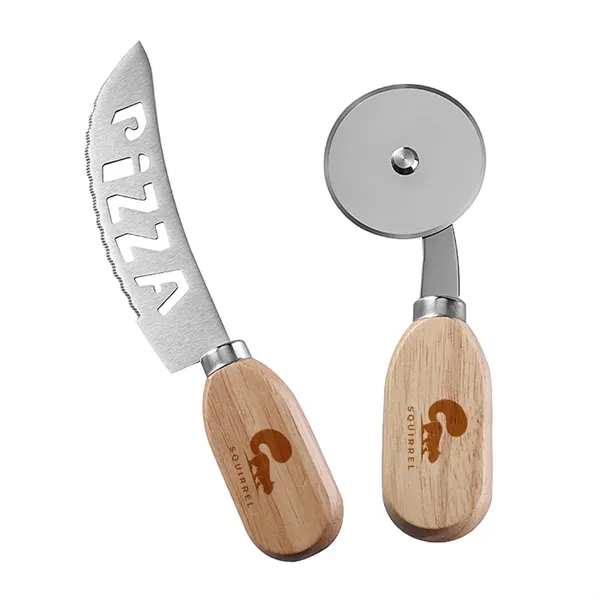 Stainless steel pizza knife set