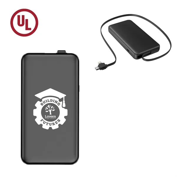 UL Listed 10,000 mAh Power Bank With Extension Cable