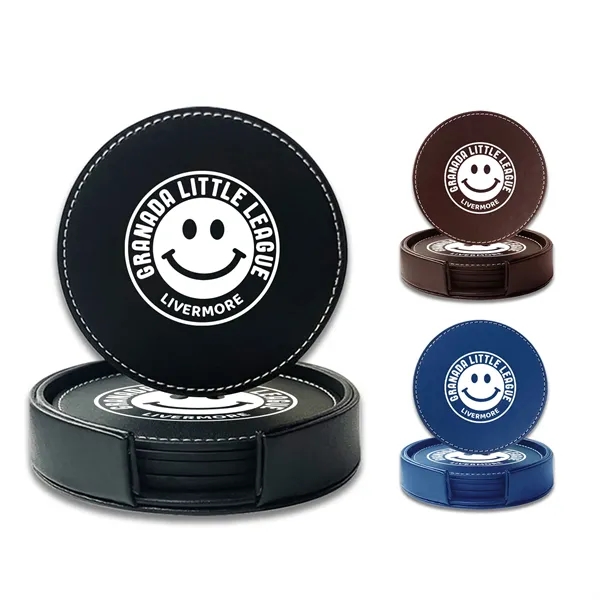 Premium Custom Leather Coaster Set-Set of 5