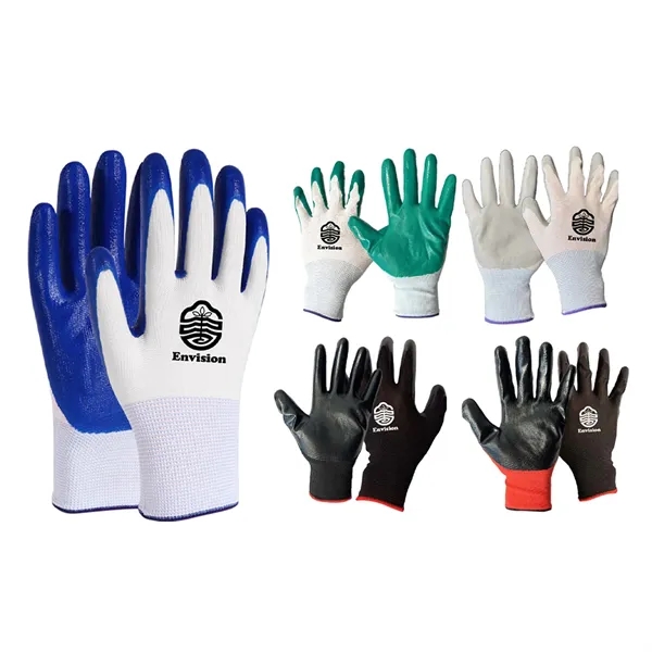 Custom Nitrile Palm Coated Nylon Work Safety Gloves