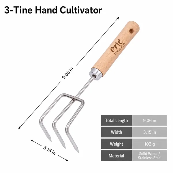 Custom 3-Tine Hand Cultivator With Wood Handle