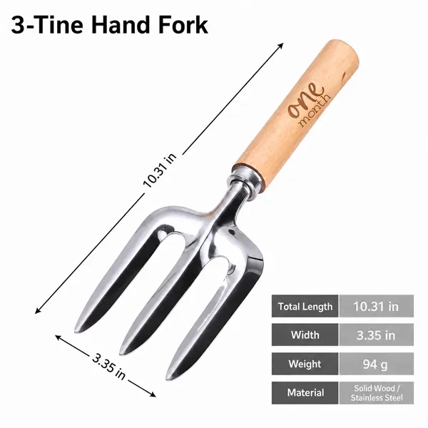 Custom 3-Tine Garden Hand Fork With Wood Handle