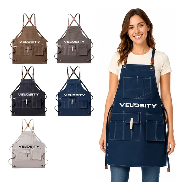 Heavy-Duty Multi-pocket Canvas Crossback Work Apron