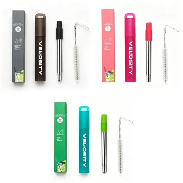Telescopic Stainless Steel Pocket Straw Kit