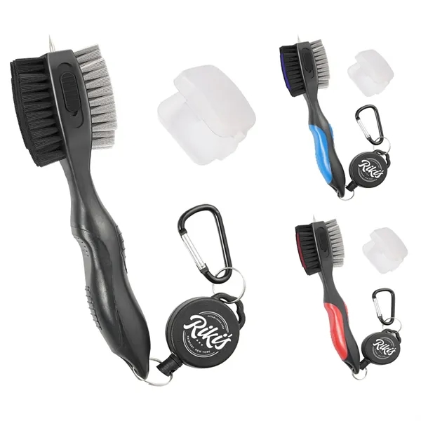 Dual Bristle Golf Brush With Retractor
