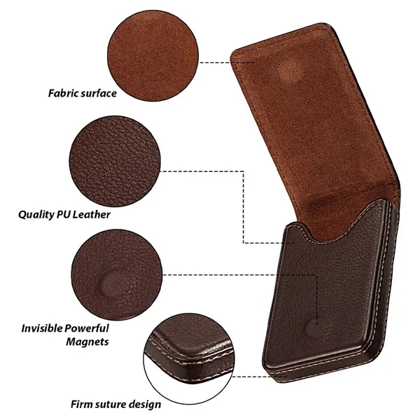 RFID Blocking Magnetic Vertical Leather Card Holder