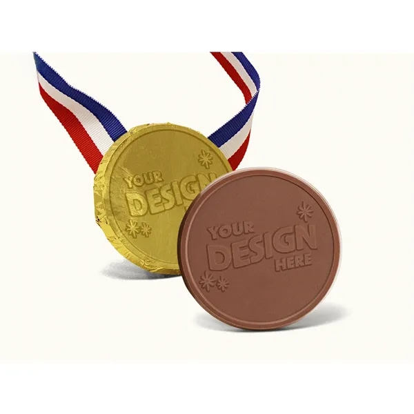 Custom Premium Custom Chocolate Medal with Ribbon
