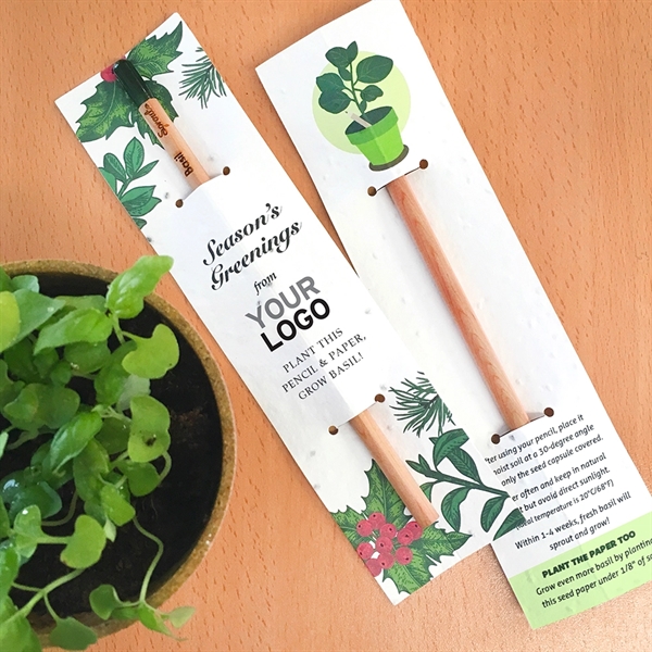 Season's Greenings Sprout Pencil With Basil Seed Paper - Season's Greenings Sprout Pencil With Basil Seed Paper - Image 0 of 1