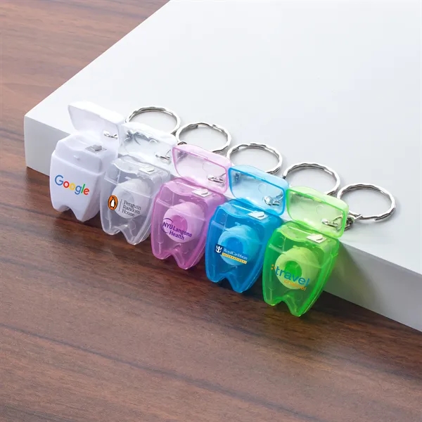 Tooth Shaped Dental Floss Key Chain- Mint