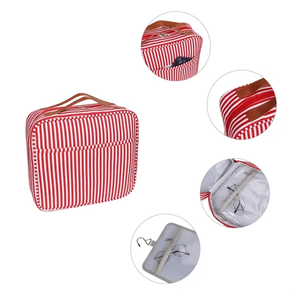Portable Stripe Canvas Hanging Travel Toiletry Bag