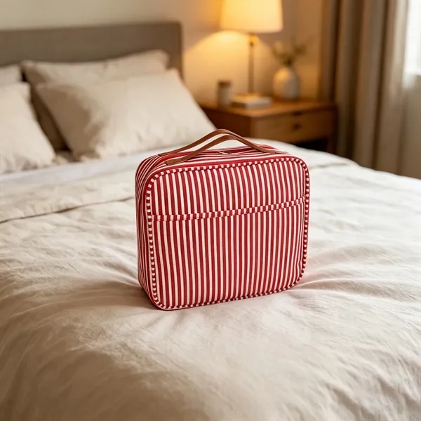 Portable Stripe Canvas Hanging Travel Toiletry Bag
