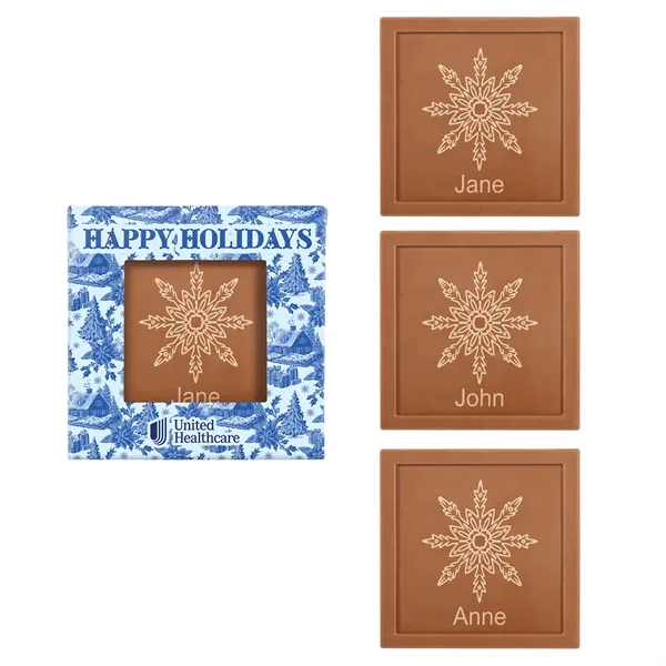 Personalized Square Etched Milk Chocolate Bar- Window Box