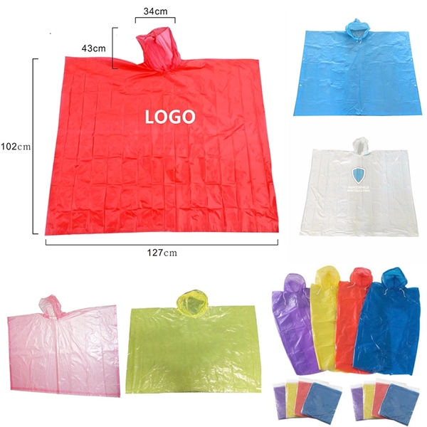 Customized 1 Mil Thick Disposable PE Kids Rain Ponchos - Customized 1 Mil Thick Disposable PE Kids Rain Ponchos - Image 1 of 1