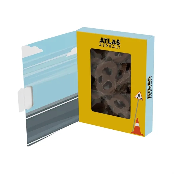 Custom Book Window Box - Milk Chocolate Mini Pretzels