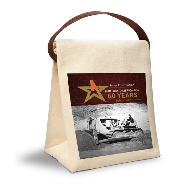 Lunch Bag with Leather Strap - Canvas