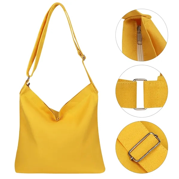 12Oz Canvas Zipper Tote Bag W/ Adjustable Shoulder Strap