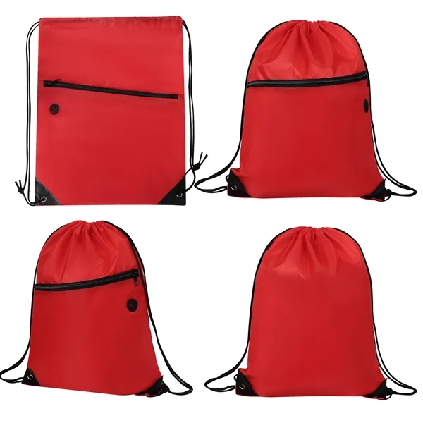 16.5" Polyester Drawstring Backpack Bag W/ Charging Hole