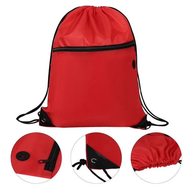 16.5" Polyester Drawstring Backpack Bag W/ Charging Hole