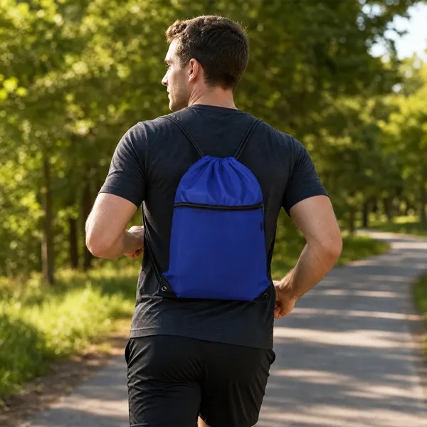 16.5" Polyester Drawstring Backpack Bag W/ Charging Hole