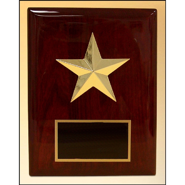 Gold Star Casting on Rosewood Piano Finish Plaque 6x8 - Gold Star Casting on Rosewood Piano Finish Plaque 6x8 - Image 1 of 1