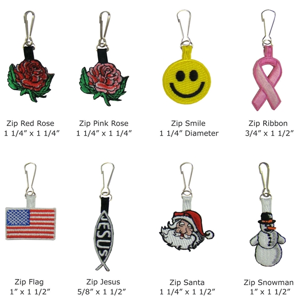 Stock Embroidered Zipper Pulls - Stock Embroidered Zipper Pulls - Image 0 of 0