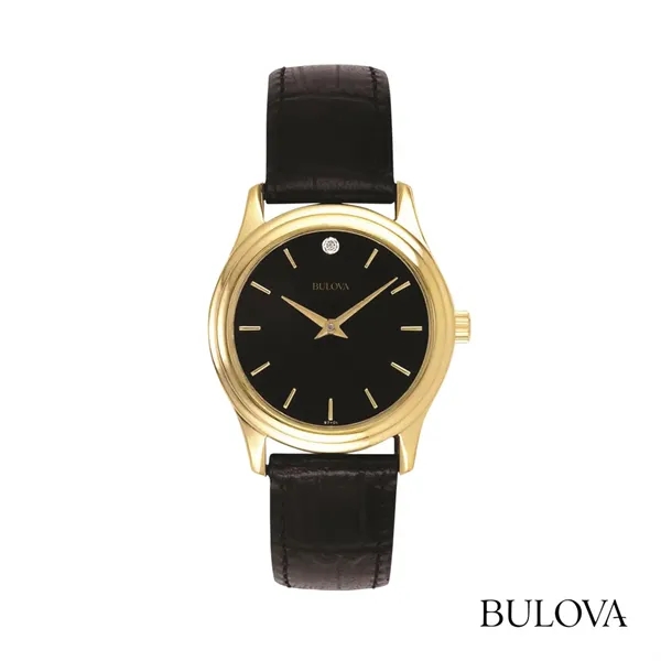 Bulova® Leather Strap Watch w/Diamond