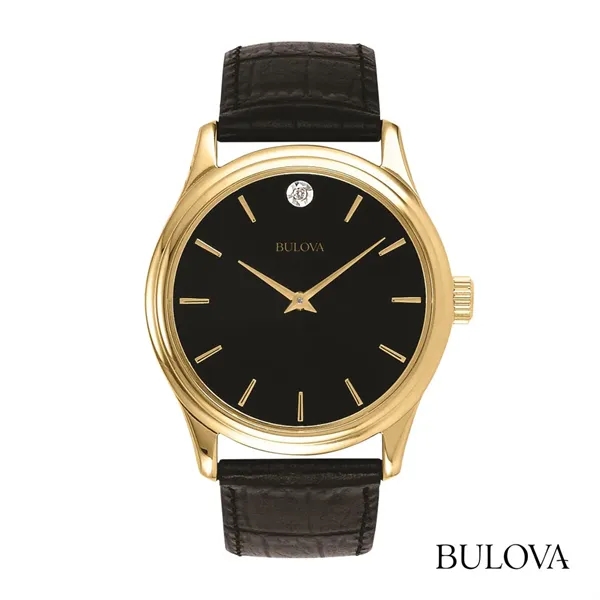 Bulova® Leather Strap Watch w/Diamond